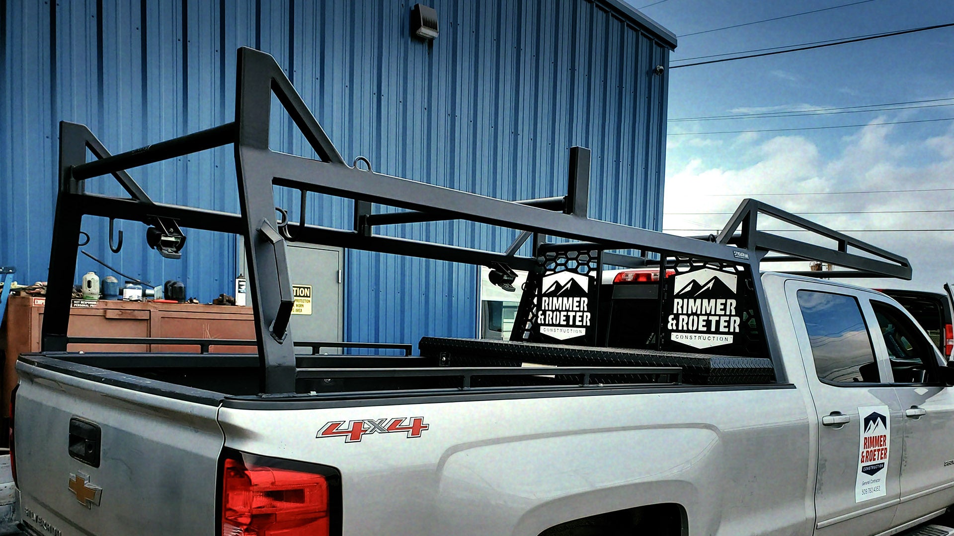 Spyder Industries full contractor rack installed on truck