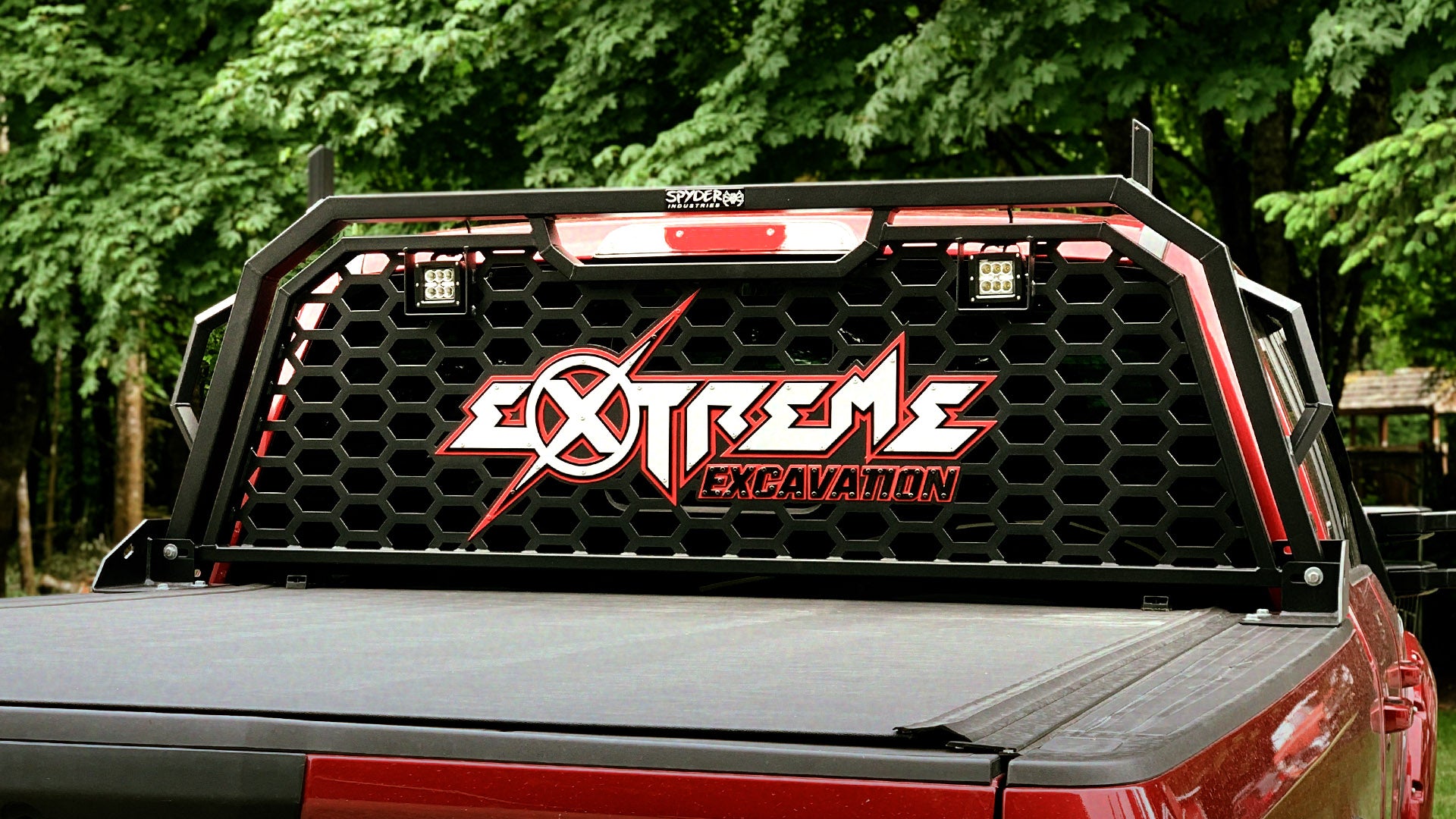 Custom Logo Headache Rack by Spyder Industries for Extreme Excavation