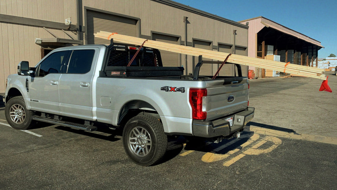 Loaded rack and rear hoop on Ford Truck