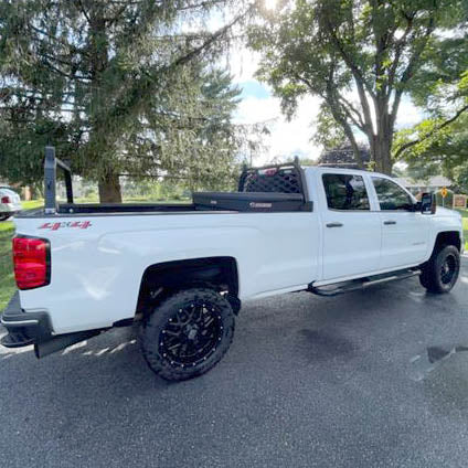 Full coverage Black Widow 'Grate" Headache Rack on Chevy