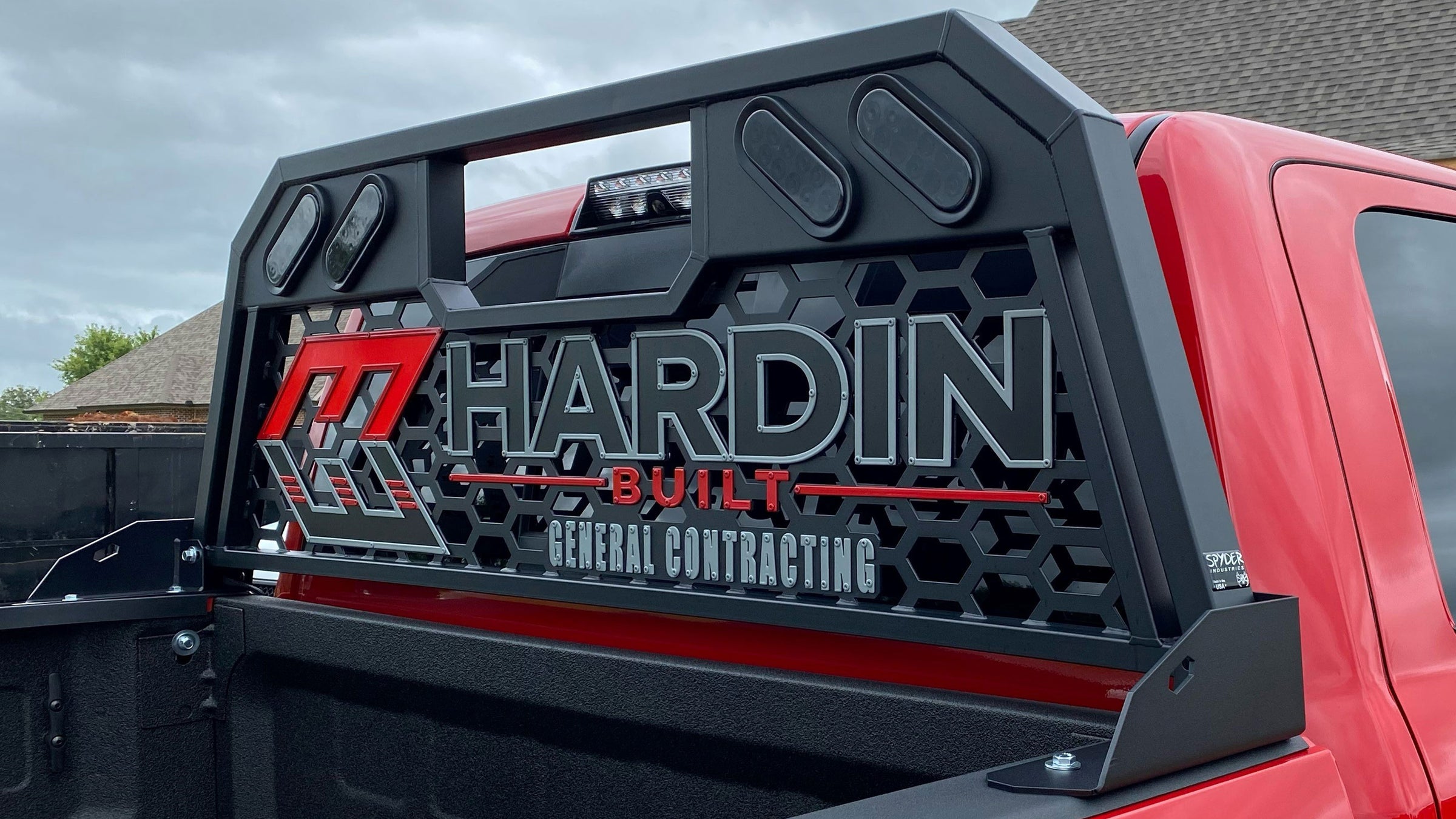 Spyder Industries Custom Logo Headache Rack Installed on truck